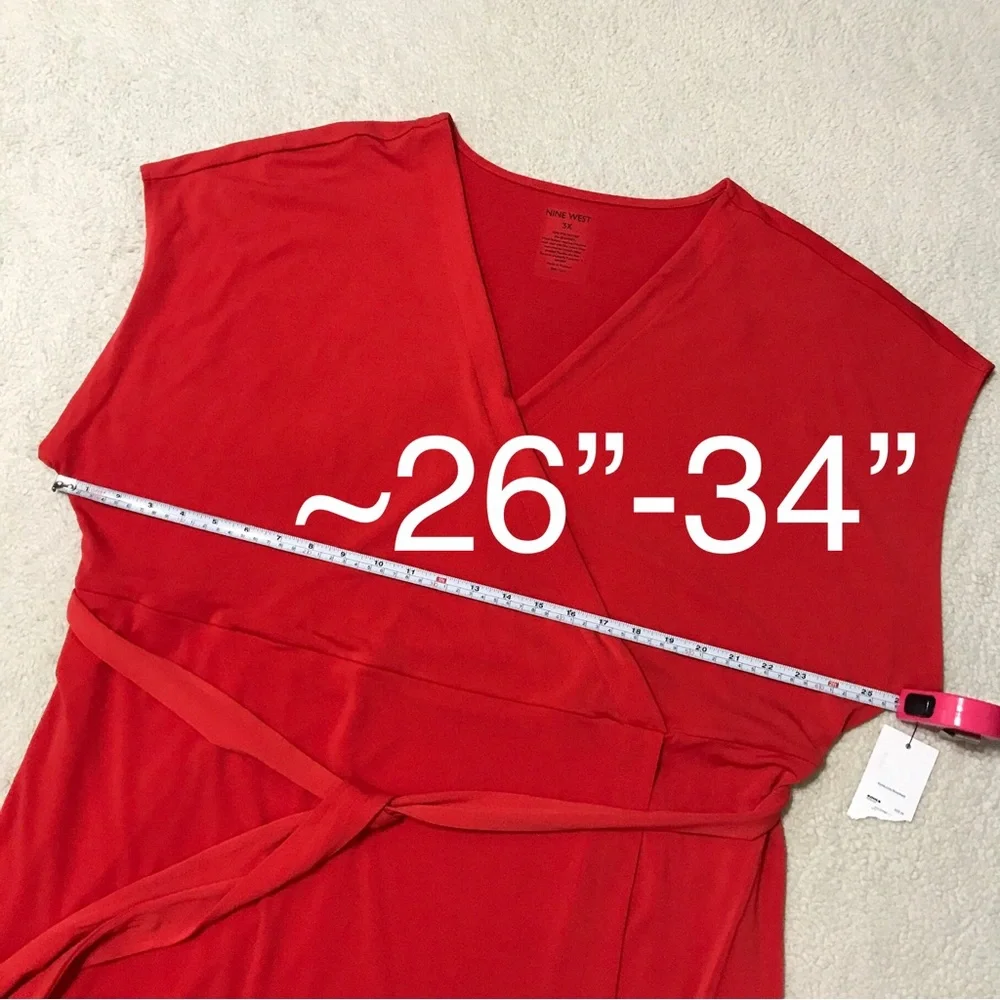 Nine West Faux Wrap Mini Dress Red Size 3X